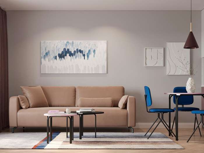 Панно декоративное с ручной росписью by feel, 140х70 см, серо-голубое Bergenson Bjorn BB0000958