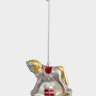 Игрушка елочная, 4 см, стекло, серебристая, Лошадка-качалка, Bright horse ANNA LAFARG ANLAF-DF28
