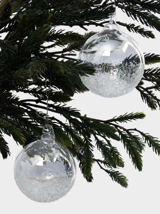 Игрушка елочная, 2 шт, 8 см, стекло, перламутр, Шар с изморозью, New year ANNA LAFARG ANLAF-DF24-KH012