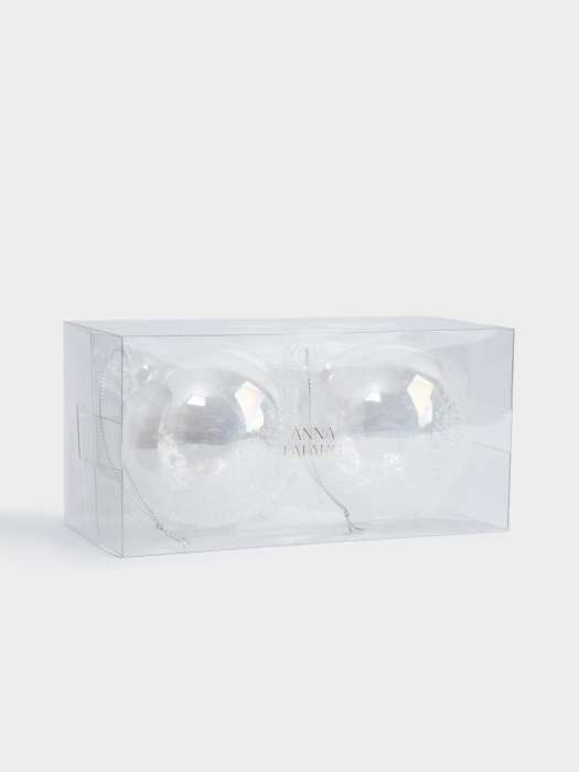 Игрушка елочная, 2 шт, 8 см, стекло, перламутр, Шар с изморозью, New year ANNA LAFARG ANLAF-DF24-KH012