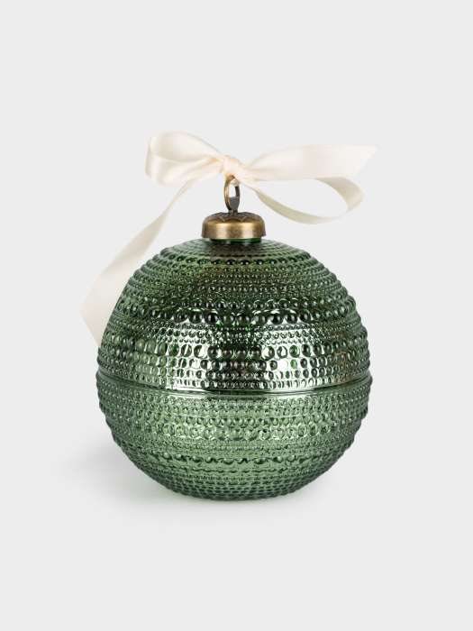 Емкость для хранения, 13х11 см, 180 мл, стекло Р/металл, зеленая, Шар, Сhristmas time ANNA LAFARG ANLAF-BALL2