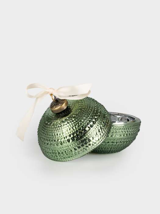 Емкость для хранения, 13х11 см, 180 мл, стекло Р/металл, зеленая, Шар, Сhristmas time ANNA LAFARG ANLAF-BALL2