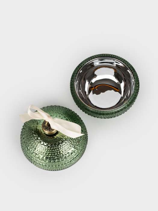 Емкость для хранения, 13х11 см, 180 мл, стекло Р/металл, зеленая, Шар, Сhristmas time ANNA LAFARG ANLAF-BALL2