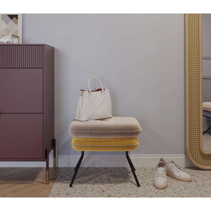 Пуф pea, велюр, бежевый/желтый Bergenson Bjorn BB0000154