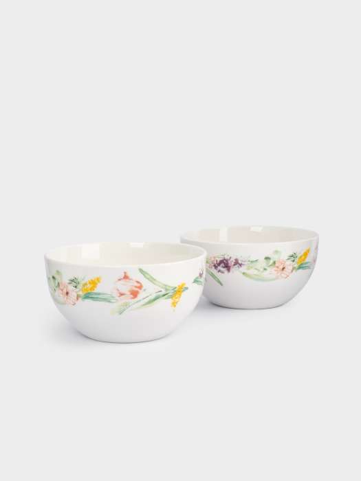 Салатник, 14x8 см, 620 мл, 2 шт, фарфор P, белый, Акварельные цветы, Bouquet ANNA LAFARG ANLAF-MEIBO-200525-2