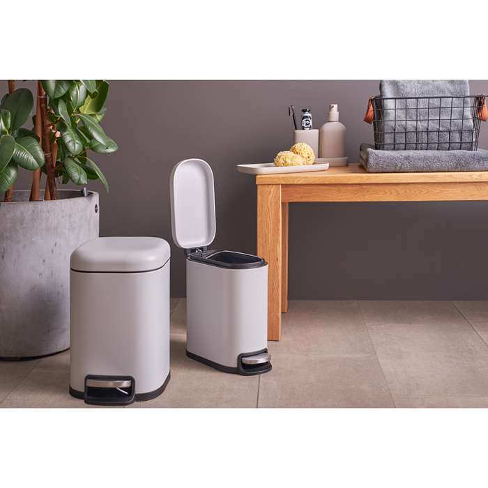 Ведро мусорное с педалью, светло-серое, 5 л Smart Solutions SS0000244