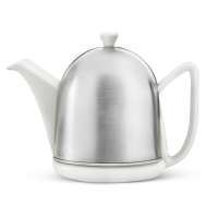 Чайник заварочный Bredemeijer Manto c фильтром, 1л, керамика, в стальном матовом корпусе, белый