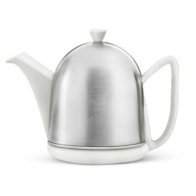 Чайник заварочный Bredemeijer Manto c фильтром, 1л, керамика, в стальном матовом корпусе, белый