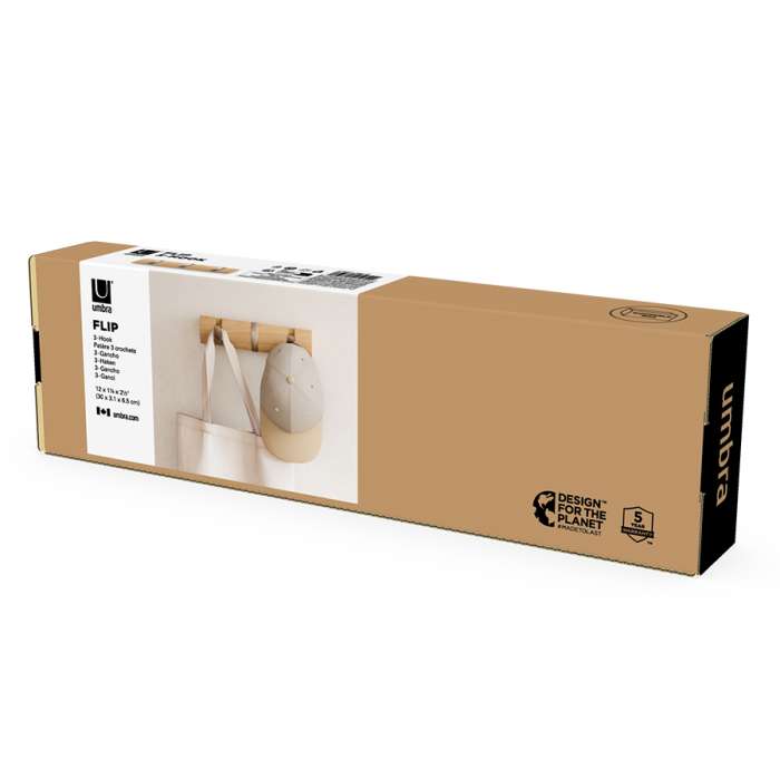 Вешалка настенная flip, 3 крючка, натуральное дерево UMBRA 318853-390-F