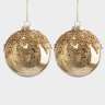 Игрушка елочная, 8 см, 2 шт, стекло, шампань, Шар с изморозью, New year ANNA LAFARG ANLAF-DF24-KH046