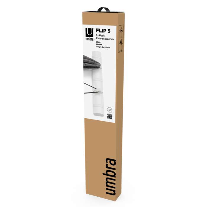 Вешалка настенная flip, 50,8 см, белая/белая, 5 крючков UMBRA 318850-1338