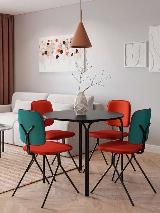 Стул ror, y, велюр, черный/темно-красный/зелено-синий LATITUDE RORCHYBKVLRDRDGRNBL