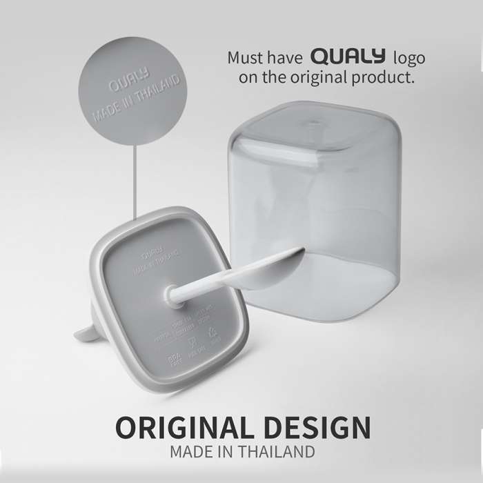 Банка для сыпучих продуктов Lucky Mouse Seasoning с ложкой, 250 мл QUALY QL10365-CL-GY