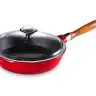 Сковорода с крышкой LAVA d24 см, 2 л, съемная деревянная ручка, чугун, красная LV Y TV 24 K3 NH Red