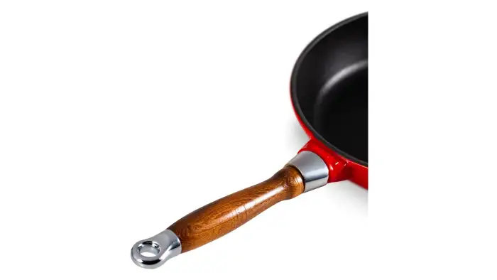 Сковорода с крышкой LAVA d24 см, 2 л, съемная деревянная ручка, чугун, красная LV Y TV 24 K3 NH Red