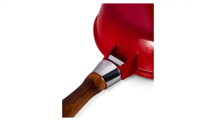 Сковорода с крышкой LAVA d24 см, 2 л, съемная деревянная ручка, чугун, красная LV Y TV 24 K3 NH Red