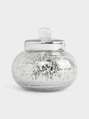 Конфетница, 16х15 см, с крышкой, стекло, серебристая, Кракелюр, Craquelure ANNA LAFARG ANLAF-BHNG-1615RD