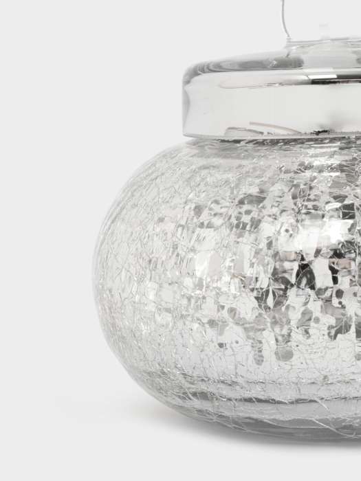 Конфетница, 16х15 см, с крышкой, стекло, серебристая, Кракелюр, Craquelure ANNA LAFARG ANLAF-BHNG-1615RD