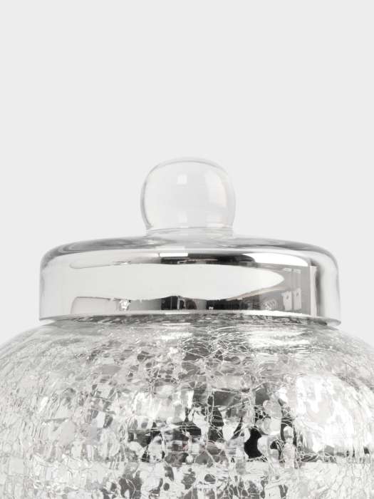 Конфетница, 16х15 см, с крышкой, стекло, серебристая, Кракелюр, Craquelure ANNA LAFARG ANLAF-BHNG-1615RD