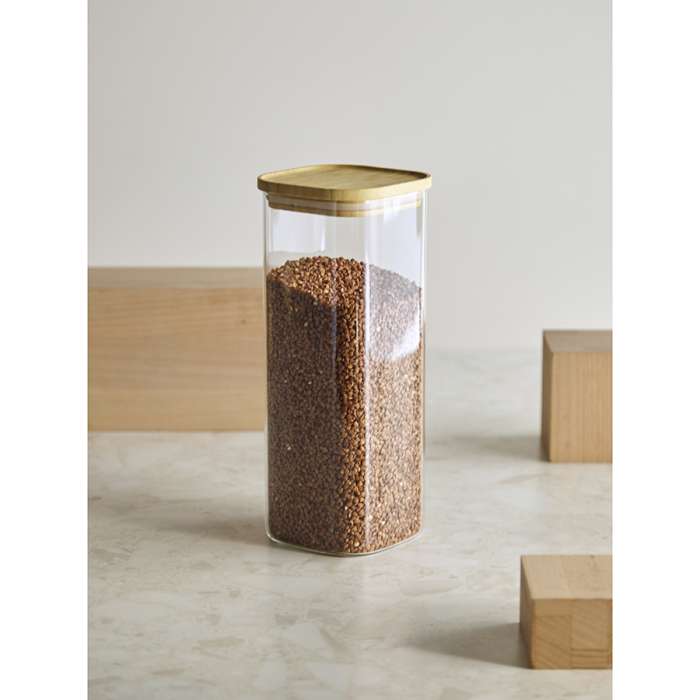 Банка для хранения квадратная glass bamboo, 1,9 л Smart Solutions SS0000162