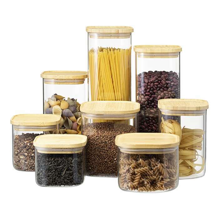Банка для хранения квадратная glass bamboo, 1,9 л Smart Solutions SS0000162