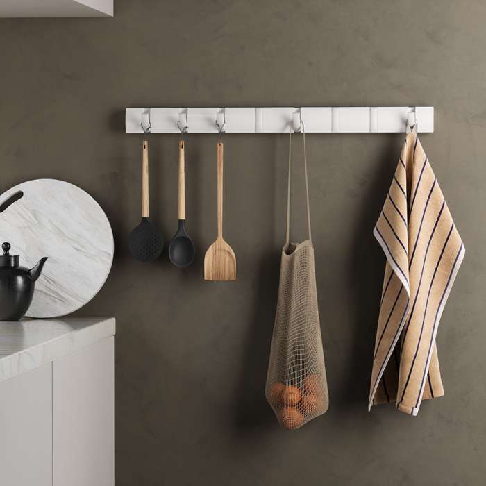Вешалка настенная flip, 81 см, 8 крючков, белая UMBRA 318858-1338