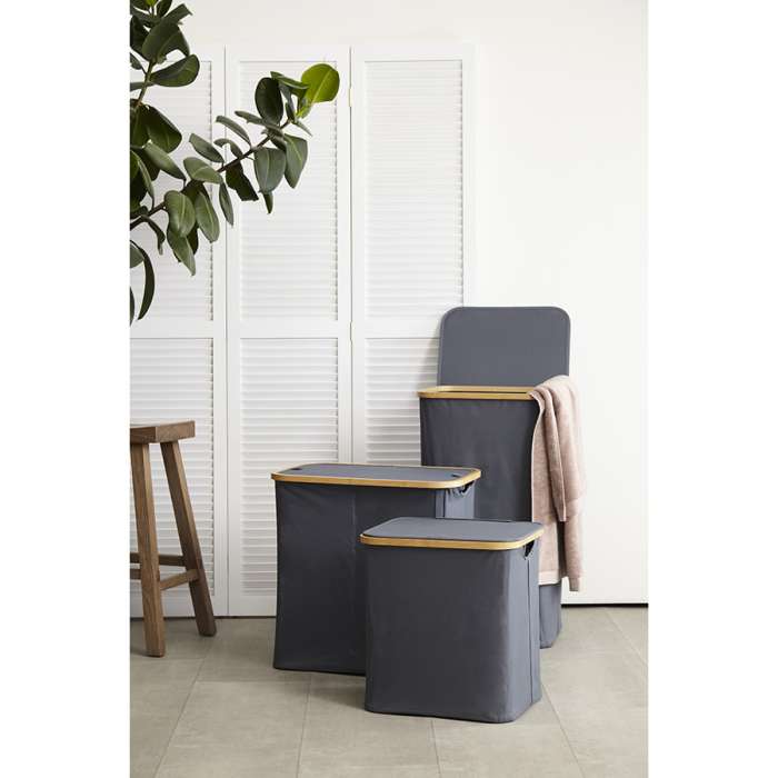 Корзина для белья с двумя отделениями neat twin, 53,5х33х53 см, серая Smart Solutions SS0000146