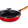 Сковорода с крышкой LAVA d28 см, 2,8 л, съемная деревянная ручка, чугун, красная LV Y TV 28 K3 NH Red