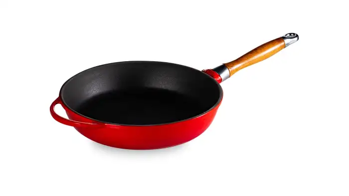 Сковорода с крышкой LAVA d28 см, 2,8 л, съемная деревянная ручка, чугун, красная LV Y TV 28 K3 NH Red