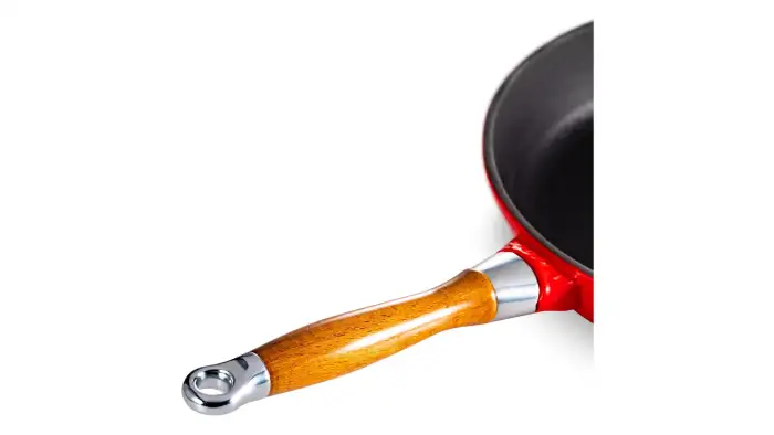 Сковорода с крышкой LAVA d28 см, 2,8 л, съемная деревянная ручка, чугун, красная LV Y TV 28 K3 NH Red