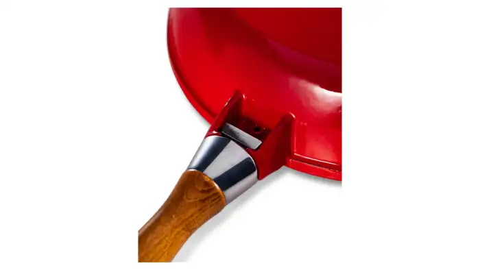 Сковорода с крышкой LAVA d28 см, 2,8 л, съемная деревянная ручка, чугун, красная LV Y TV 28 K3 NH Red