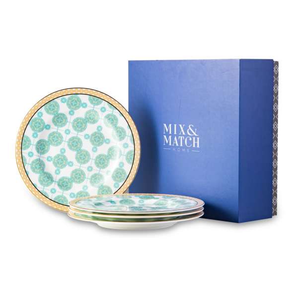 Набор тарелок десертных Mix&Match Home Максим 20,5 см, 4 шт, фарфор, п/к