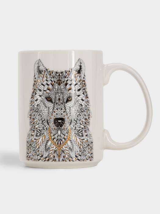 Кружка, 500 мл, фарфор N, белая, Волк, Wild ANNA LAFARG ANLAF1-M350-0228-E