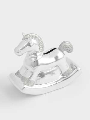 Копилка, 13 см, фарфор P, серебристая, Лошадка-качалка, Horse ANNA LAFARG ANLAF-XIAJIA-160425