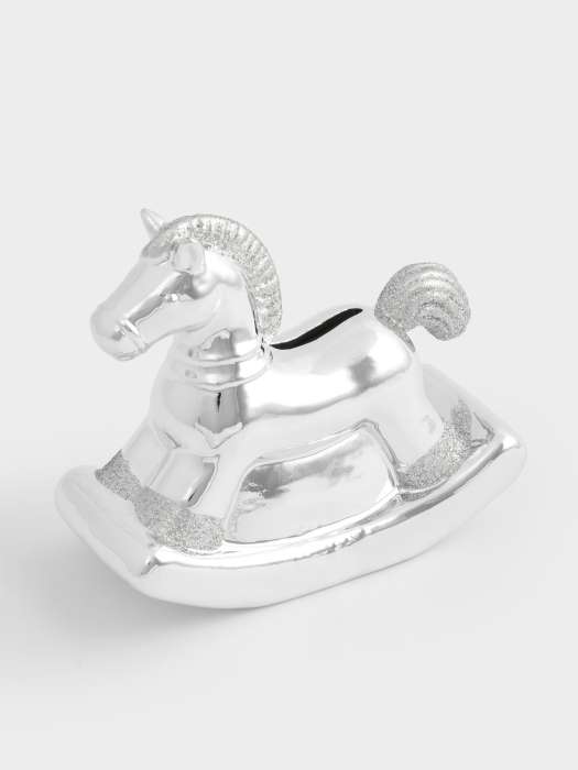 Копилка, 13 см, фарфор P, серебристая, Лошадка-качалка, Horse ANNA LAFARG ANLAF-XIAJIA-160425