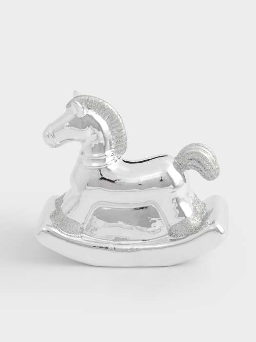 Копилка, 13 см, фарфор P, серебристая, Лошадка-качалка, Horse ANNA LAFARG ANLAF-XIAJIA-160425