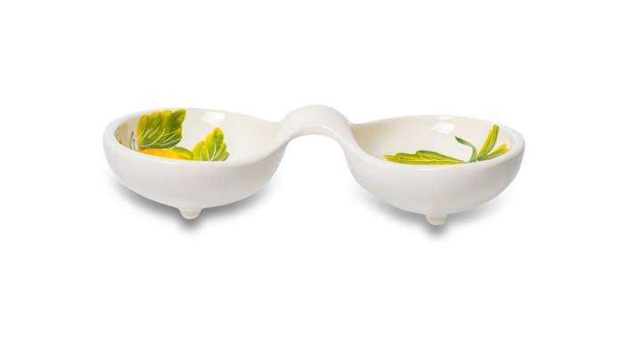 Менажница двухсекционная Лимоны с цветами 20х13 см, керамика EDELWEISS EDW-3008L