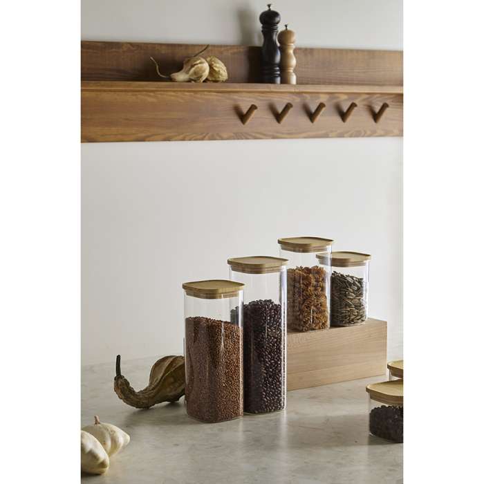 Банка для хранения квадратная glass bamboo, 2,2 л Smart Solutions SS0000163
