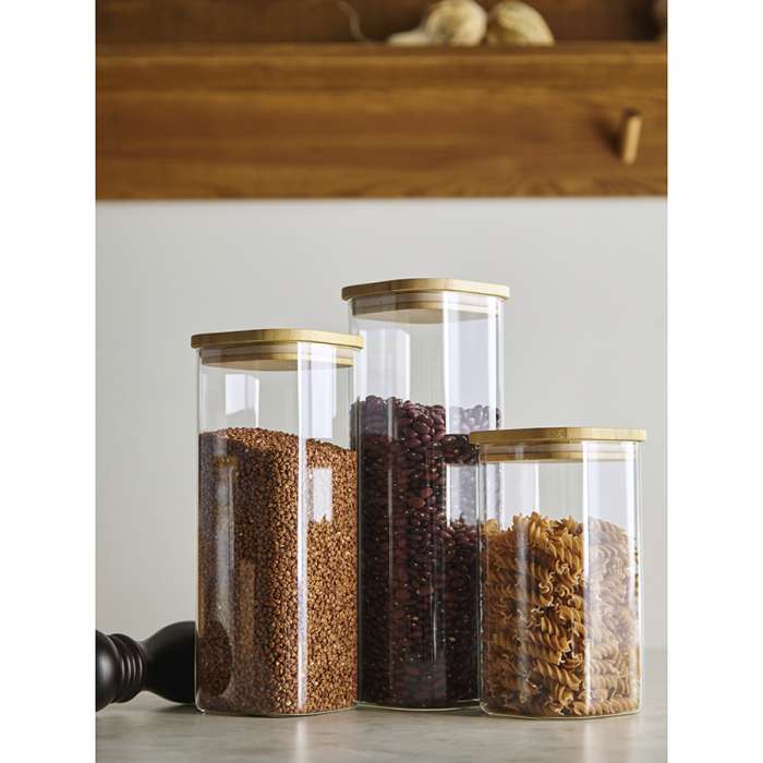 Банка для хранения квадратная glass bamboo, 2,2 л Smart Solutions SS0000163
