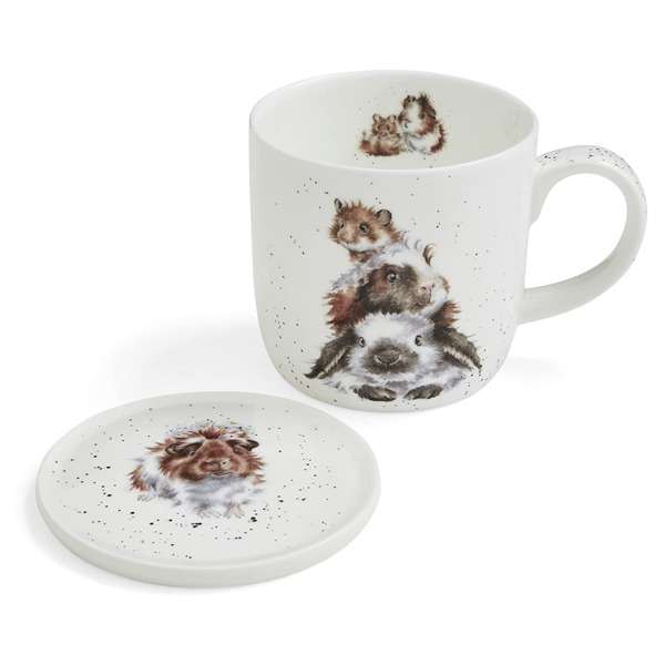 Кружка с подставкой Royal Worcester Забавная фауна Свинка посередке 310 мл, п/к