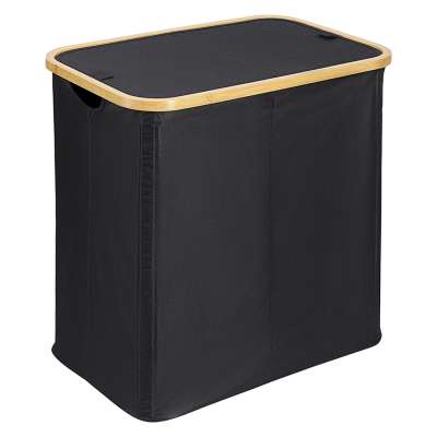 Корзина для белья с двумя отделениями neat twin, 53,5х33х53 см, черная Smart Solutions SS0000147
