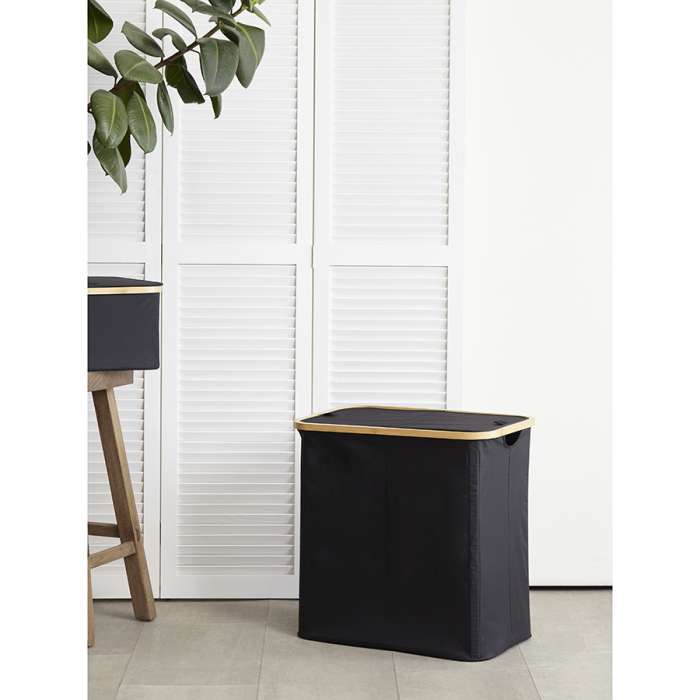 Корзина для белья с двумя отделениями neat twin, 53,5х33х53 см, черная Smart Solutions SS0000147
