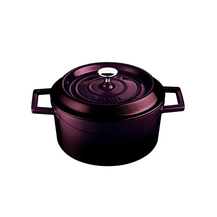 Литая чугунная кастрюля с крышкой PREMIUM баклажан 20см 2,8л LAVA LV Y TC 20 PR K2 V