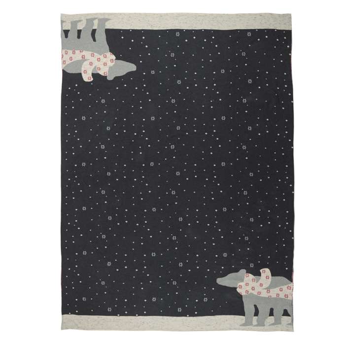 Плед из хлопка с новогодним рисунком Polar bear из коллекции New Year Essential, 130х180 см TKANO TK20-TH0001