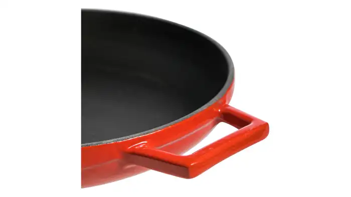 Сковорода с крышкой LAVA d24 см, 1,3 л, деревянная ручка, чугун, красная LV Y TV 24 K3 Red