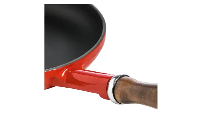 Сковорода с крышкой LAVA d24 см, 1,3 л, деревянная ручка, чугун, красная LV Y TV 24 K3 Red