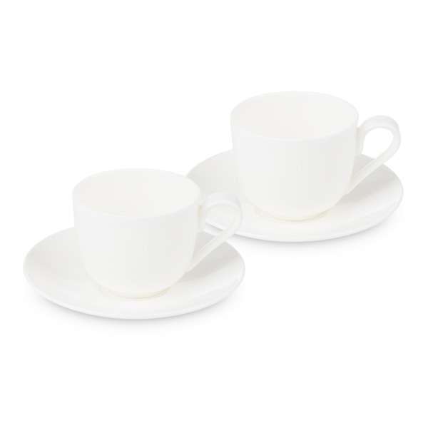 Набор чашек чайных с блюдцами Decor de table Плиссе 230 мл, 2 шт, фарфор костяной, п/к