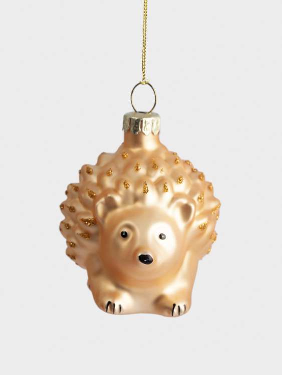 Игрушка елочная, 6x6 см, стекло, золотистая, Ежик, New year ANNA LAFARG ANLAF-DF24-KH076