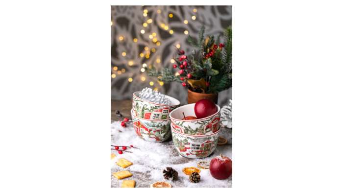 Салатник порционный Certified Int. Дом снеговика. Два снеговика-1 14 см, керамика CER37258-1