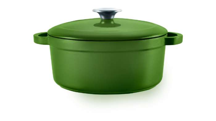 Кастрюля с крышкой Foret d24 см, 3,8 л, чугун, зеленая VOEUX VOX-8683642549964